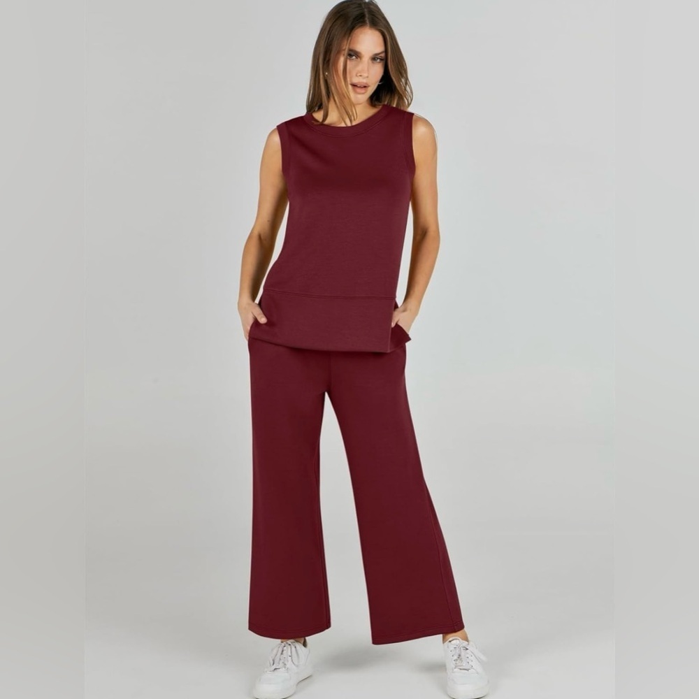 ANRABESS Women's 2 Piece Sleeveless Wide Leg Tracksuits Lounge Set NWOT
